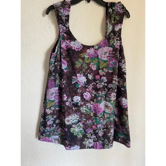 Free People Wildflower Print Linen Blend Babydoll Mini Boho Dress Black Combo S - Picture 2 of 11